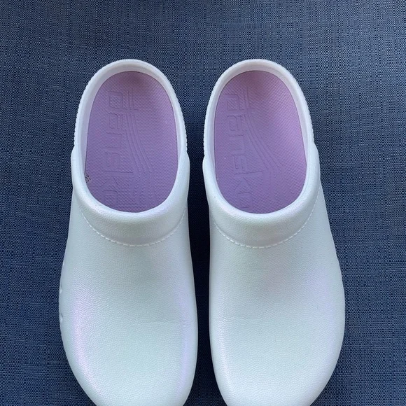 Dansko White and Purple Mules - Picture 1 of 5